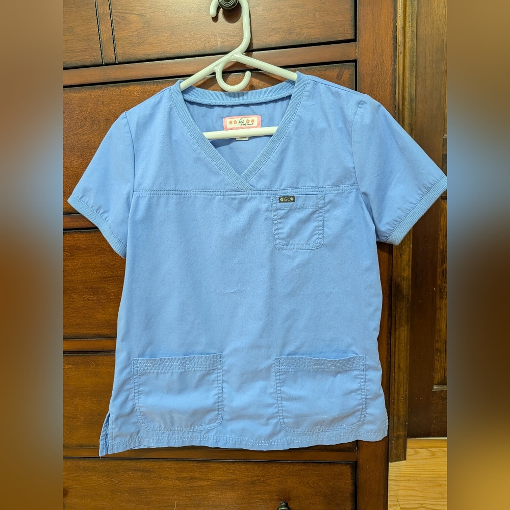 Koi Light Blue Scrub Top